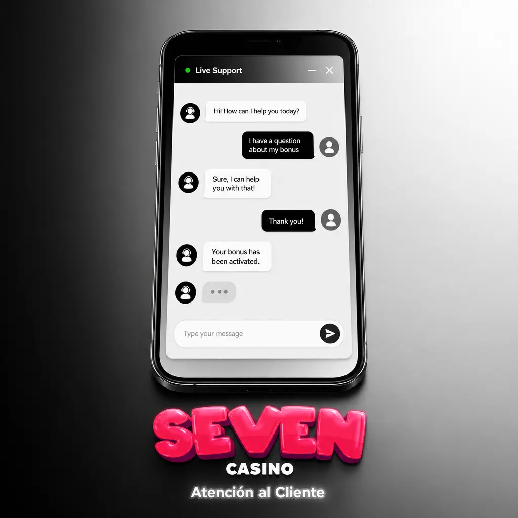 Equipo de atención al cliente de Seven Casino disponible 24/7 por chat en vivo, correo y FAQ en español