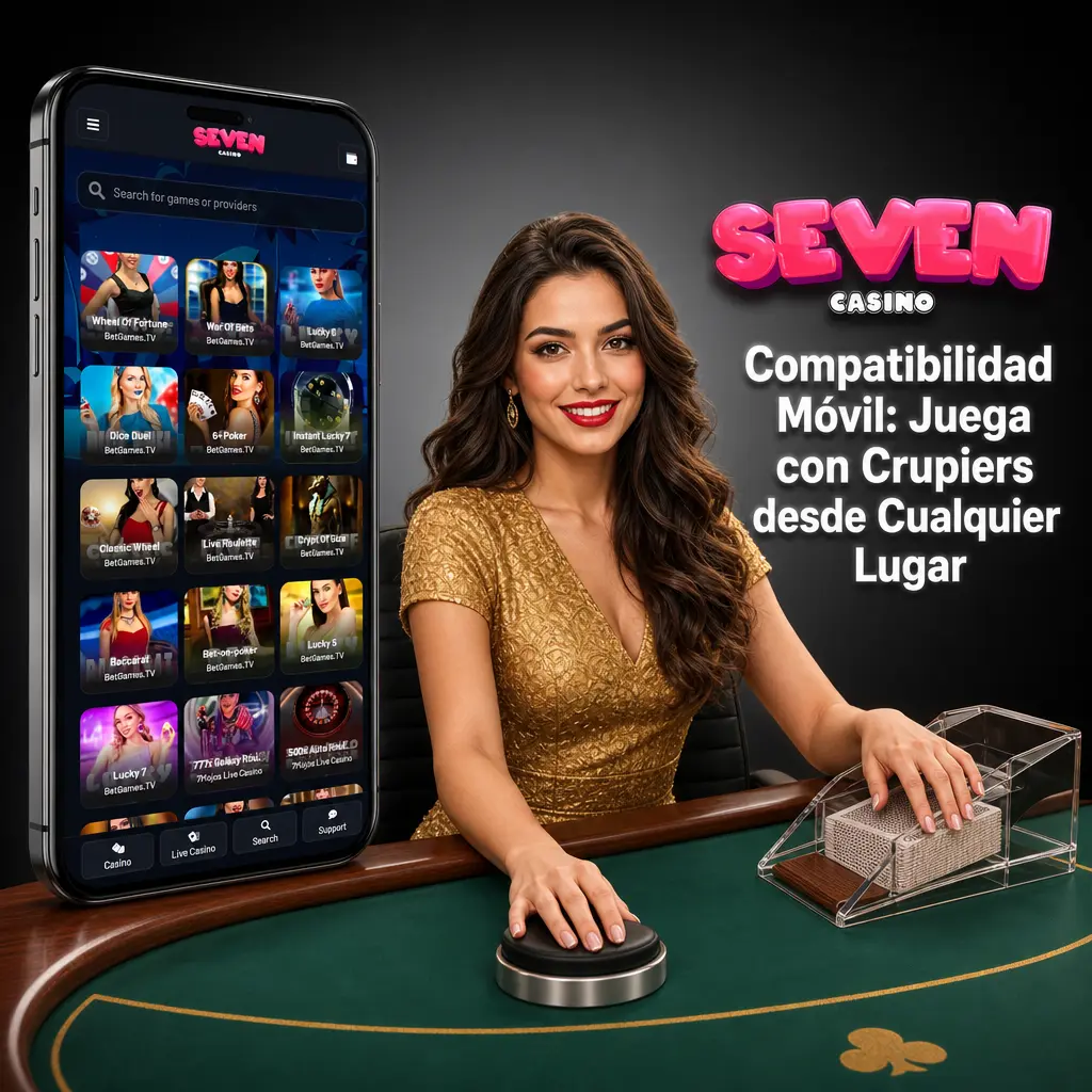 Casino en vivo Seven Casino optimizado para móvil con streaming HD, mesas y chat con crupier en pantalla vertical