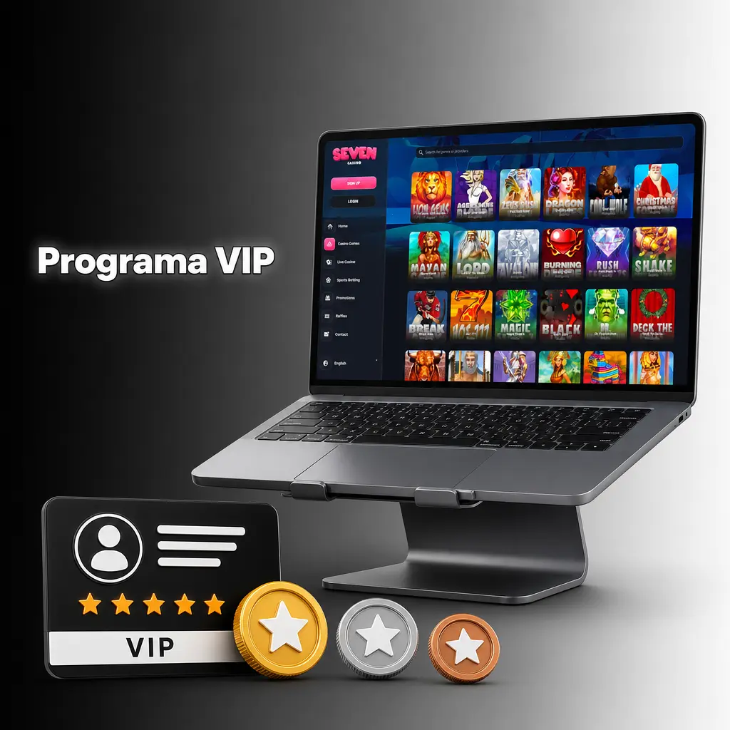 Programa VIP de Seven Casino con niveles de fidelización, puntos por apuesta y beneficios exclusivos para jugadores en España
